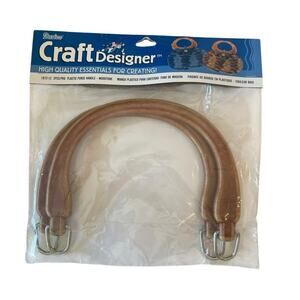 Darice Craft Designer Plastic Purse Handle Set Woodtone 1972 Vintage NEW Sealed